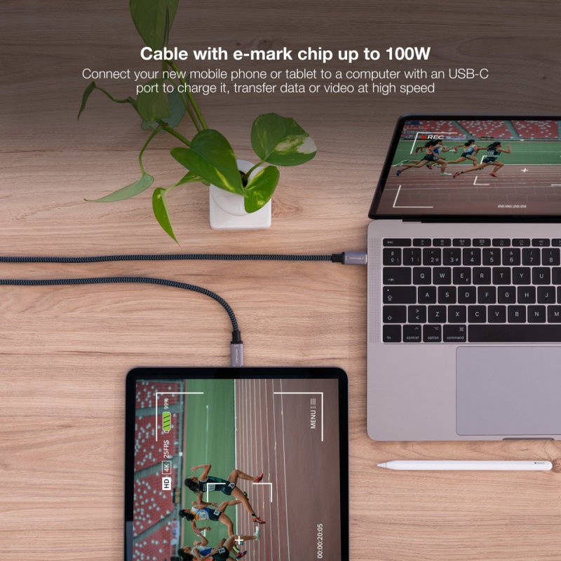 Câble Nanocable USB-C 3.2 M/M 2m 100W (Gris)