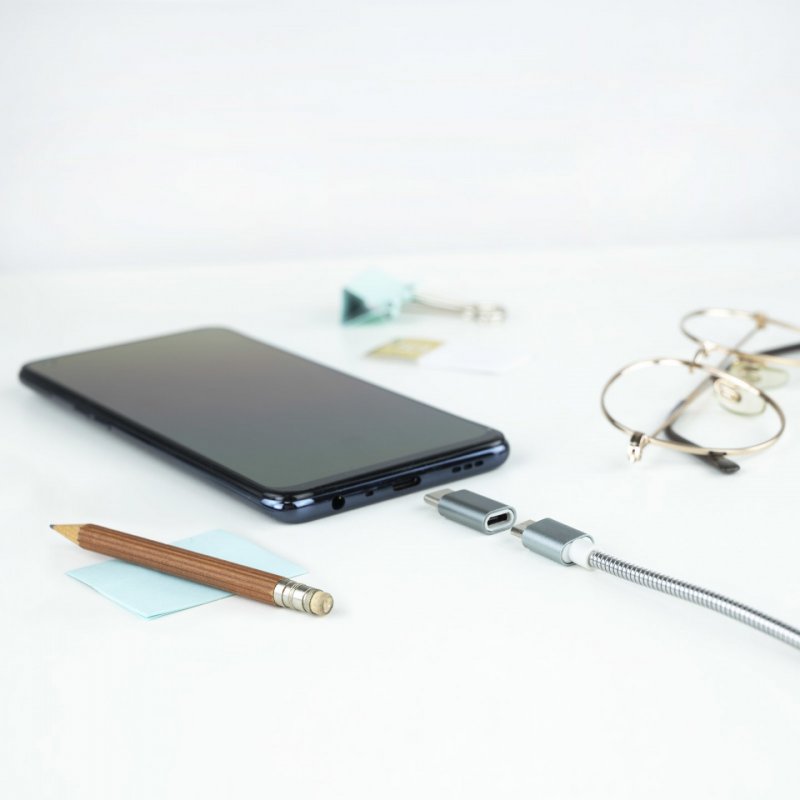 Adaptateur Nanocable USB-C vers Micro USB (Gris)