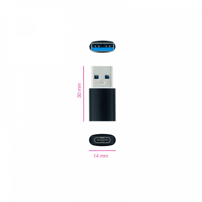 Nanocable 10.02.0012 changeur de genre de câble USB C USB A Noir