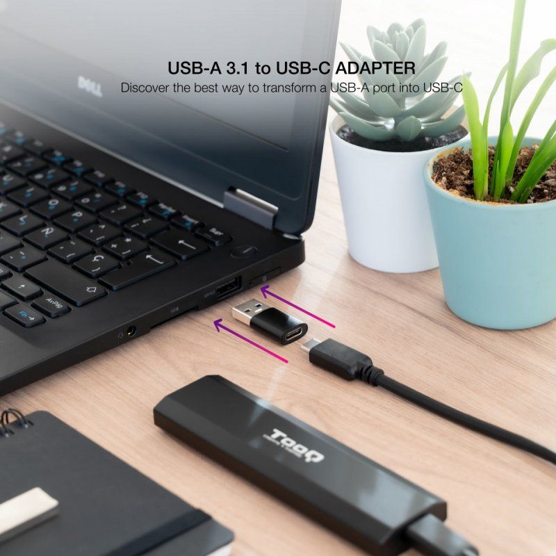 Adaptateur Nanocable USB-A/C 3.1 (Noir)