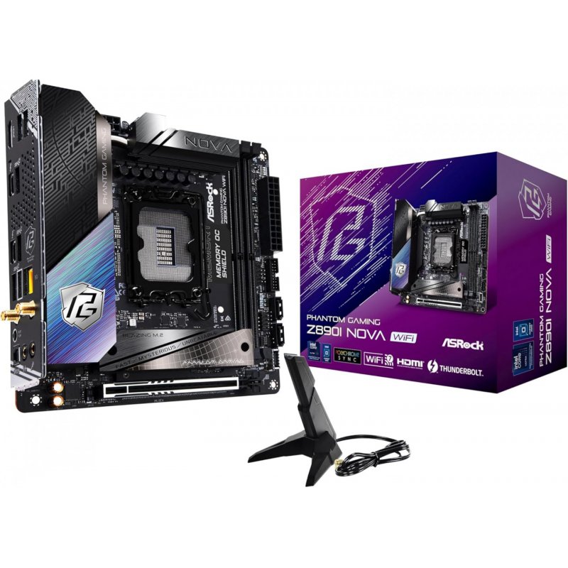Asrock Z890I NOVA WIFI, Intel Z890, 1851, Mini ITX, 2 DDR5, HDMI, 2 TB4, Wi-Fi 7, 5G LAN, RGB, 3x M.2