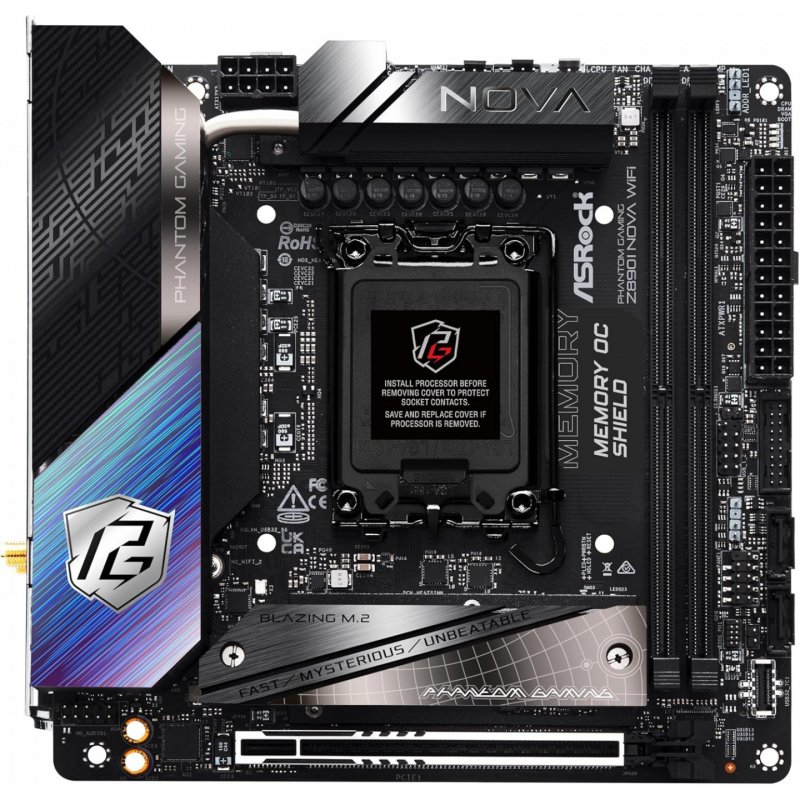 Asrock Z890I NOVA WIFI, Intel Z890, 1851, Mini ITX, 2 DDR5, HDMI, 2 TB4, Wi-Fi 7, 5G LAN, RGB, 3x M.2