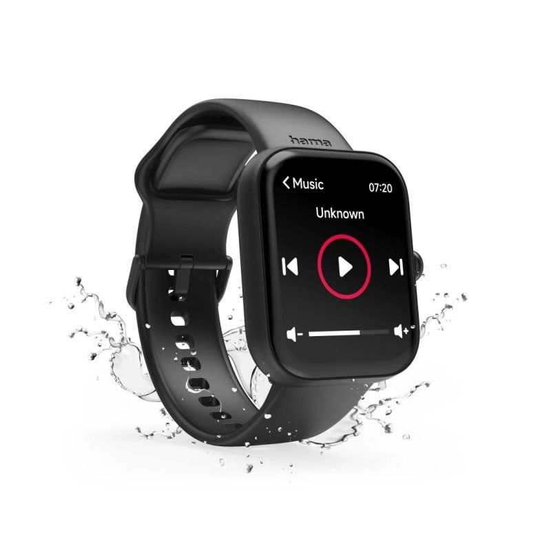 Hama 5000 Fitness Tracker Smart Watch, 1.65" LCD Touch Screen, Waterproof, Hands-Free Calling, Black