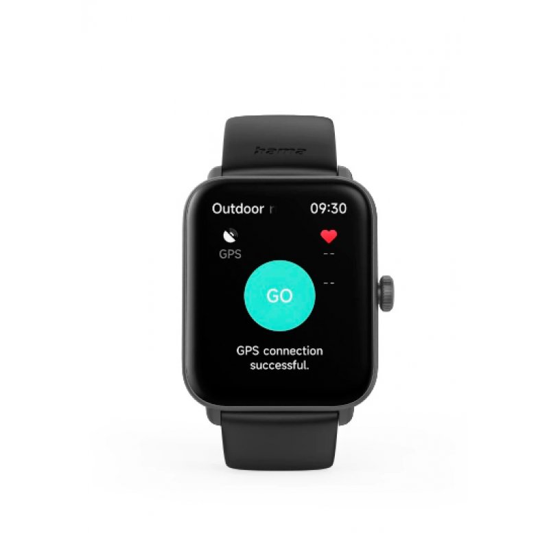 Hama 6010 Fitness Tracker Smart Watch, 1.65" LCD Touch Screen, Waterproof, Built-In GPS, Hands-Free Calling, Black