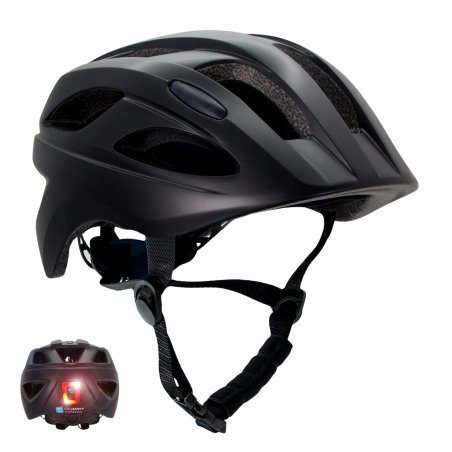 Crazy Safety - Black S.W.A.T Bicycle helmet for kids 6-12 years with USB rechargeable built-in red LED light - Black -