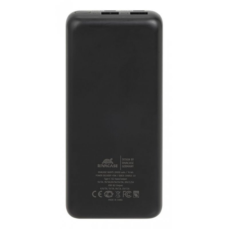 Rivacase VA1075 banque d'alimentation électrique Lithium Polymère (LiPo) 20000 mAh Noir, Bleu