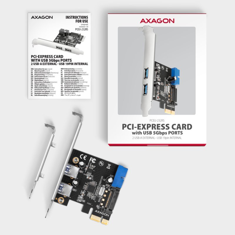 Axagon PCEU-232RS carte et adaptateur d'interfaces Interne USB 3.2 Gen 1 (3.1 Gen 1)