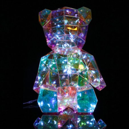 Ourson Lumineux Led 18 cm - Ourson Hologram Décoratif - Veilleuse Ourson Led - Idée Cadeau - BSDC055-18CM