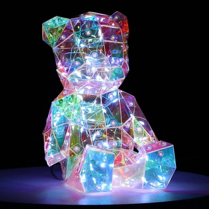 Ourson Lumineux Led 18 cm - Ourson Hologram Décoratif - Veilleuse Ourson Led - Idée Cadeau - BSDC055-18CM