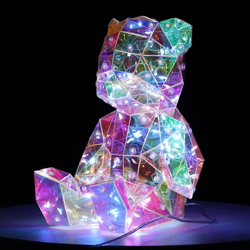 Ourson Lumineux Led 18 cm - Ourson Hologram Décoratif - Veilleuse Ourson Led - Idée Cadeau - BSDC055-18CM