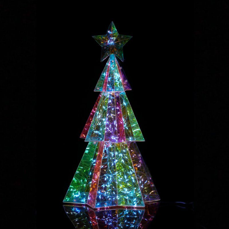 Sapin de Noël Lumineux LED Hologram 37 cm - Arbre Moderne pour Intérieur et Ext - Décoration de Noël Innovante -