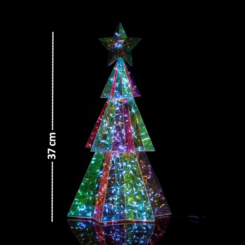 Sapin de Noël Lumineux LED Hologram 37 cm - Arbre Moderne pour Intérieur et Ext - Décoration de Noël Innovante -