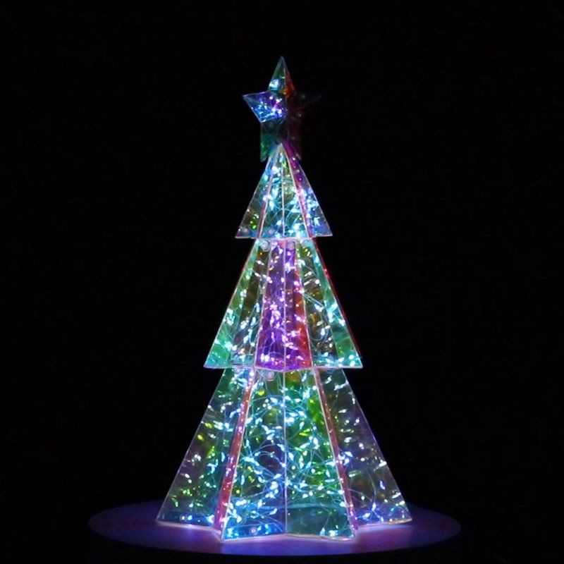 Sapin de Noël Lumineux LED Hologram 37 cm - Arbre Moderne pour Intérieur et Ext - Décoration de Noël Innovante -