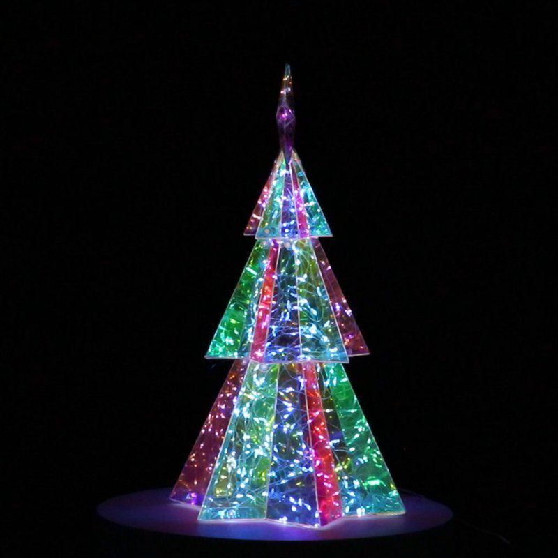 Sapin de Noël Lumineux LED Hologram 37 cm - Arbre Moderne pour Intérieur et Ext - Décoration de Noël Innovante -