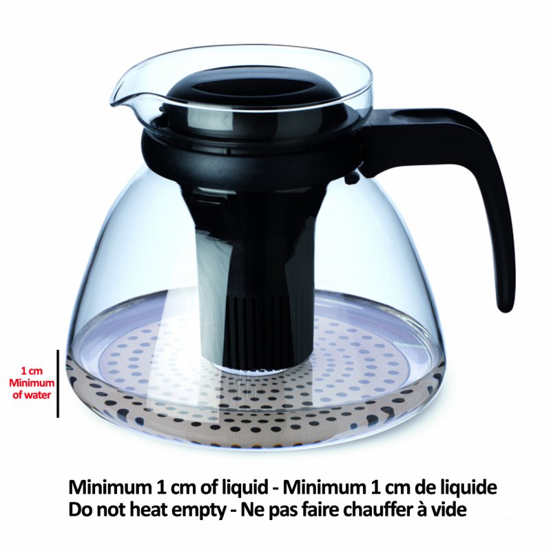 SIMAX Théière en Verre VIOLA pour Plaque Induction - Cont 1,5L - Filtre intégré - Dim : Ø17 x 14,7 cm - Exclusive