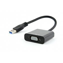 Câble Convertisseur CableXpert USB-A vers VGA MF 15cm (Noir)