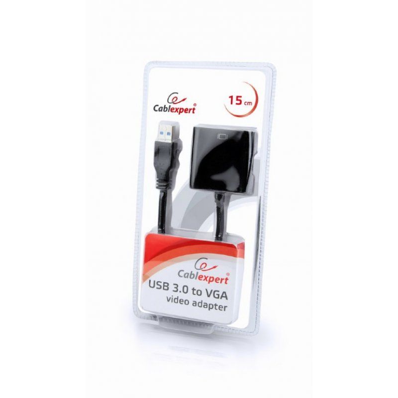 Câble Convertisseur CableXpert USB-A vers VGA MF 15cm (Noir)