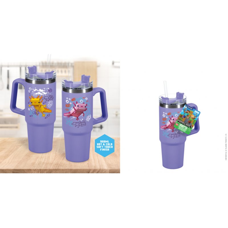 MINECRAFT - Purple - Mug de Voyage XL 900ml avec paille