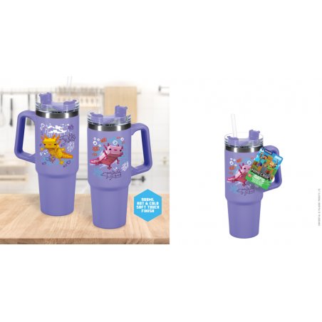 MINECRAFT - Purple - Mug de Voyage XL 900ml avec paille