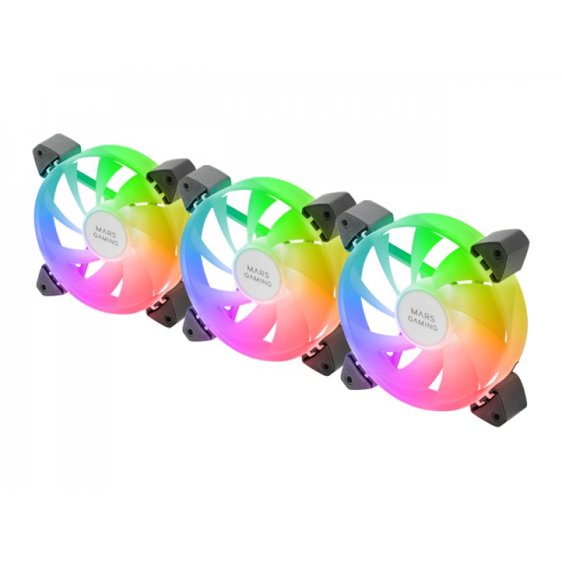 Lot de 3 Ventilateurs boitier Mars Gaming MF-3A RGB - 12cm (Noir)