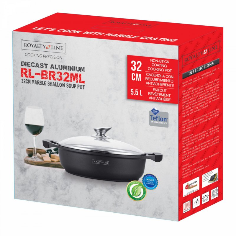 Royalty Line RL-BR32M: Marble Shallow Soup Pot 32cm