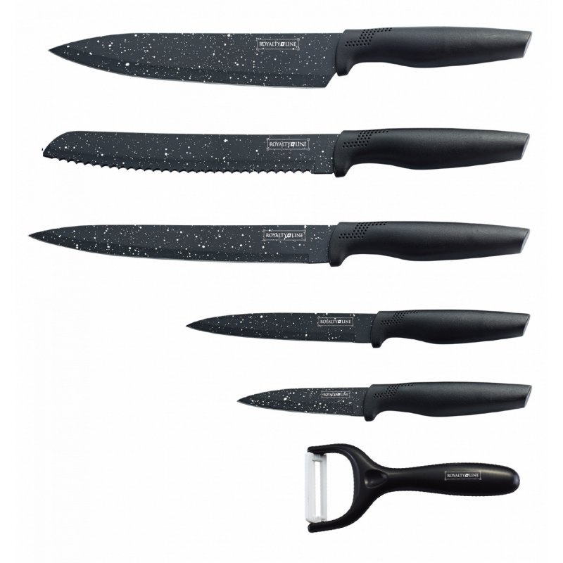 Royalty Line RL-MB5: Non-Stick coating Knife Set 5PCS Black