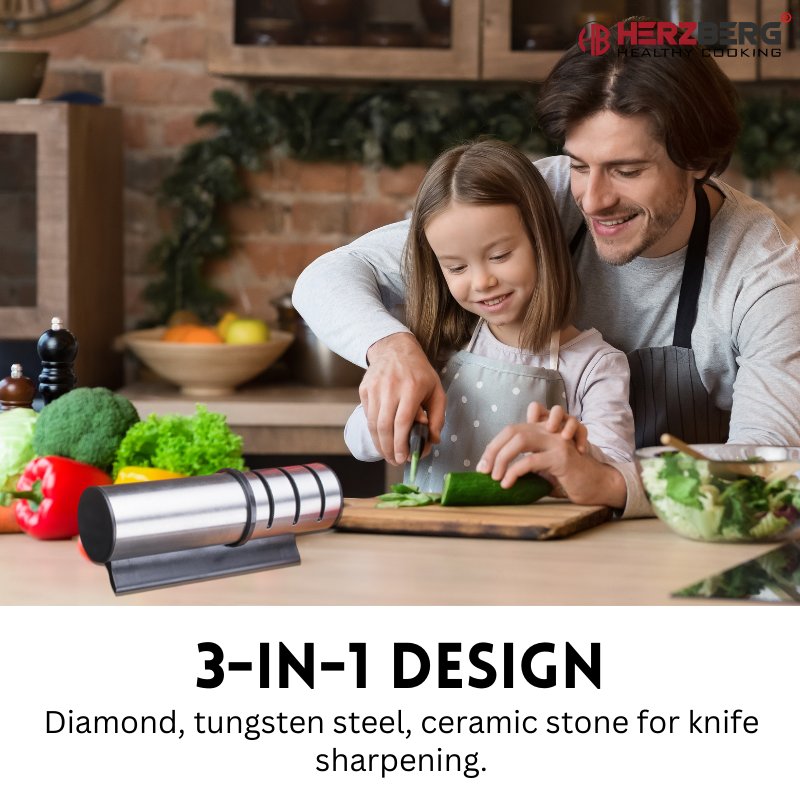 Herzberg Cylinder Stainless Steel Manual Knife sharpener