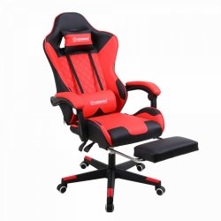 Herzberg Gaming and Office Chair with Retractable Footrest Red