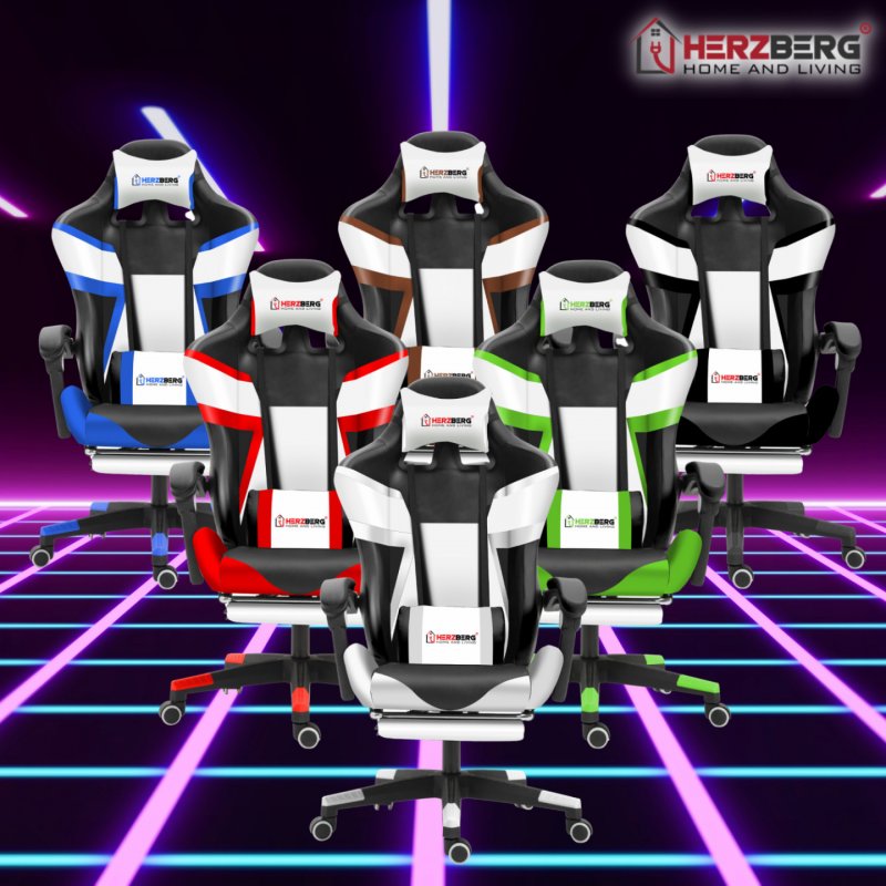 Herzberg HG-8082: Tri-color Gaming and Office Chair with T-shape Accent Coffee