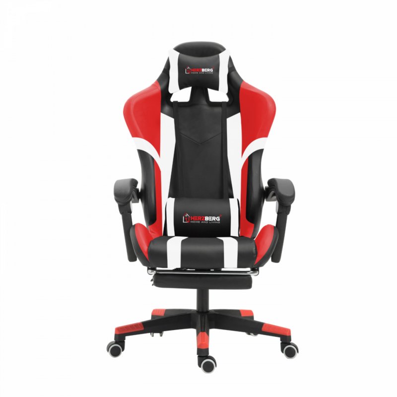 Herzberg HG-8083: Tri-color Gaming and Office Chair with Linear Accent Red