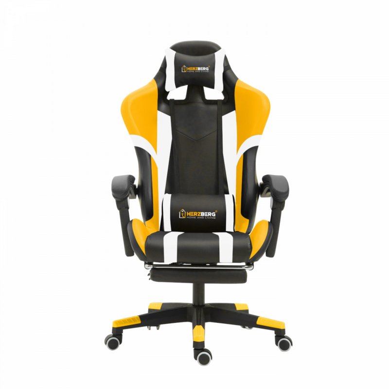 Herzberg HG-8083: Tri-color Gaming and Office Chair with Linear Accent Yellow