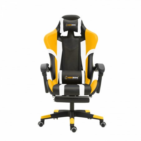 Herzberg HG-8083: Tri-color Gaming and Office Chair with Linear Accent Yellow