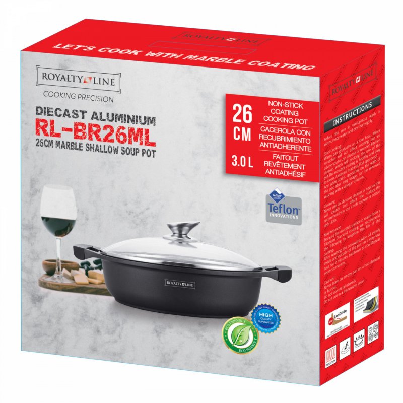 Royalty Line RL-BR26M: Marble Shallow Soup Pot 26cm