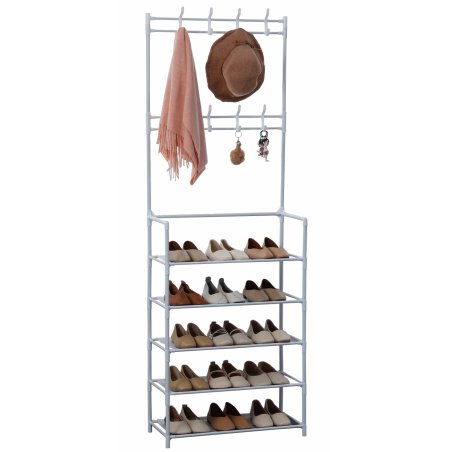 Herzberg Segmented Hallstand Clothes Hanger with 5 Shelves Shoe Rack - 60x173cm