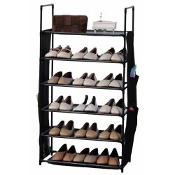 Herzberg HG-03329: 6 Layer Storage Shoe Rack (47x100cm) - Black