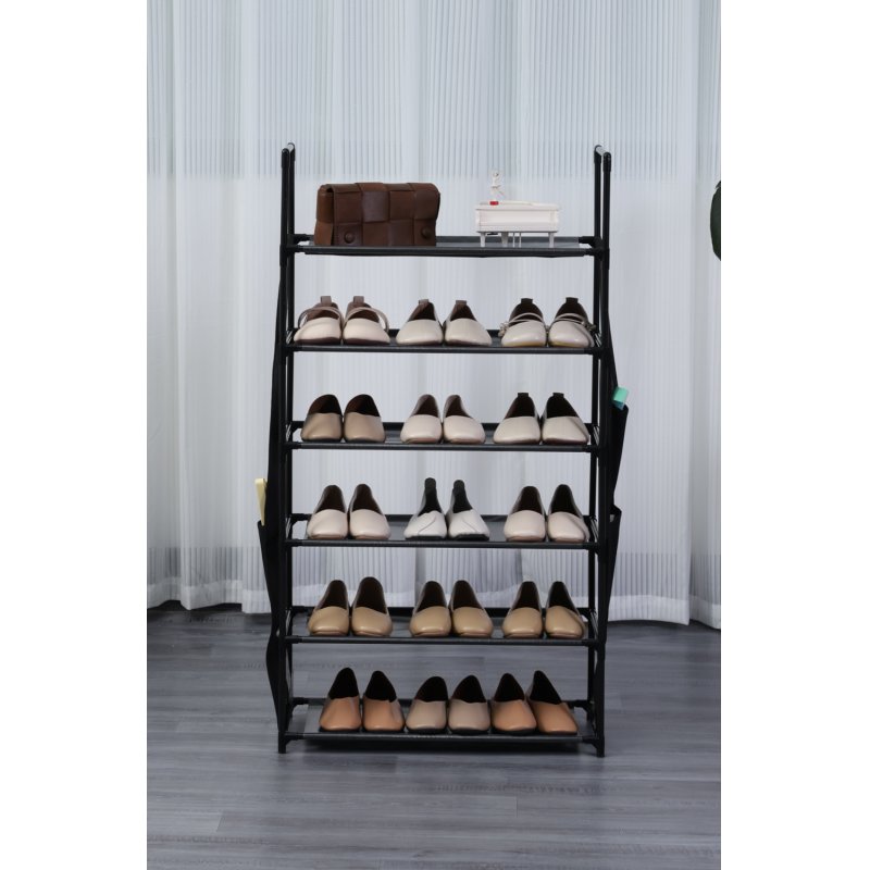 Herzberg HG-03329: 6 Layer Storage Shoe Rack (47x100cm) - Black
