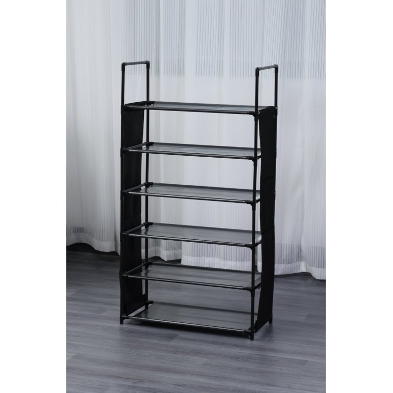 Herzberg HG-03329: 6 Layer Storage Shoe Rack (47x100cm) - Black
