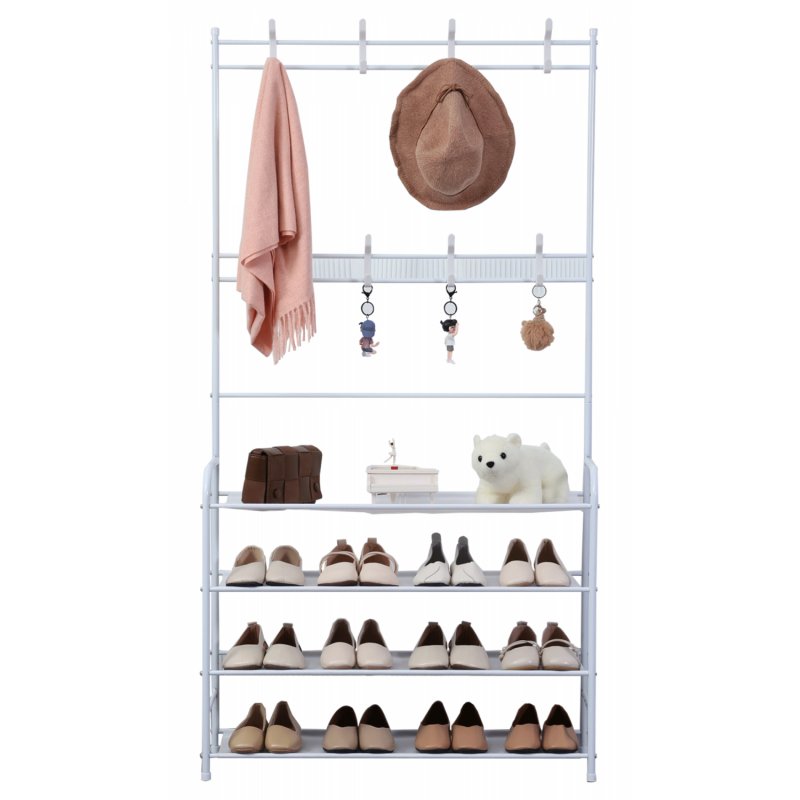 Herzberg 4-Tier Entryway Coat Rack and Hallway Storage Rack Organizer - 80x153cm