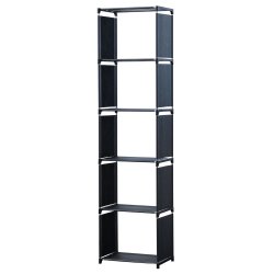 Herzberg HG-03336: 5-Layer Multi-purpose Bookshelf and Storage Rack (42x153cm) - Black