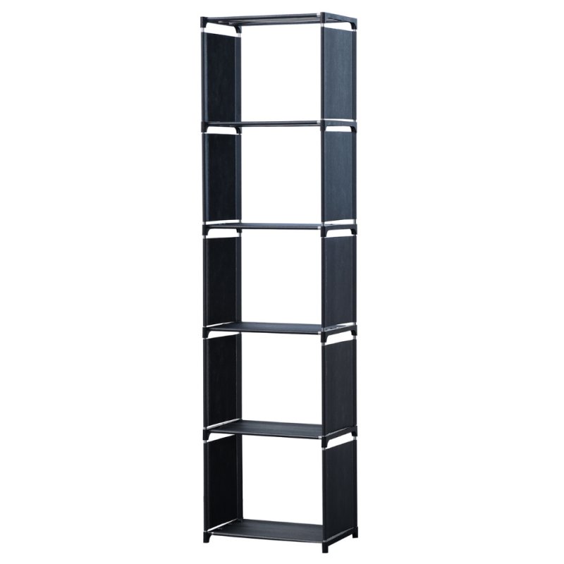 Herzberg HG-03336: 5-Layer Multi-purpose Bookshelf and Storage Rack (42x153cm) - Black