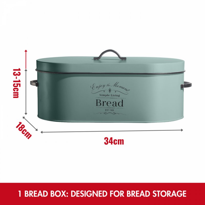 Herzberg HG-04425: 4 Pieces Vintage Bread Box and Canister Set - Sage Green