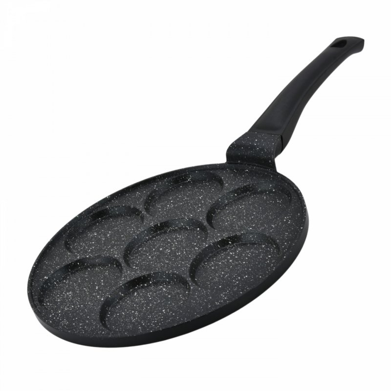 Herzberg HG-CP267HO: 26cm Marble Coated Pancake & Crepe Pan - 7 Plain Slot