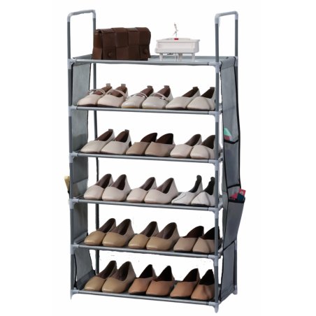 Herzberg HG-03602: 6 Layer Storage Shoe Rack (47x100cm) - Grey