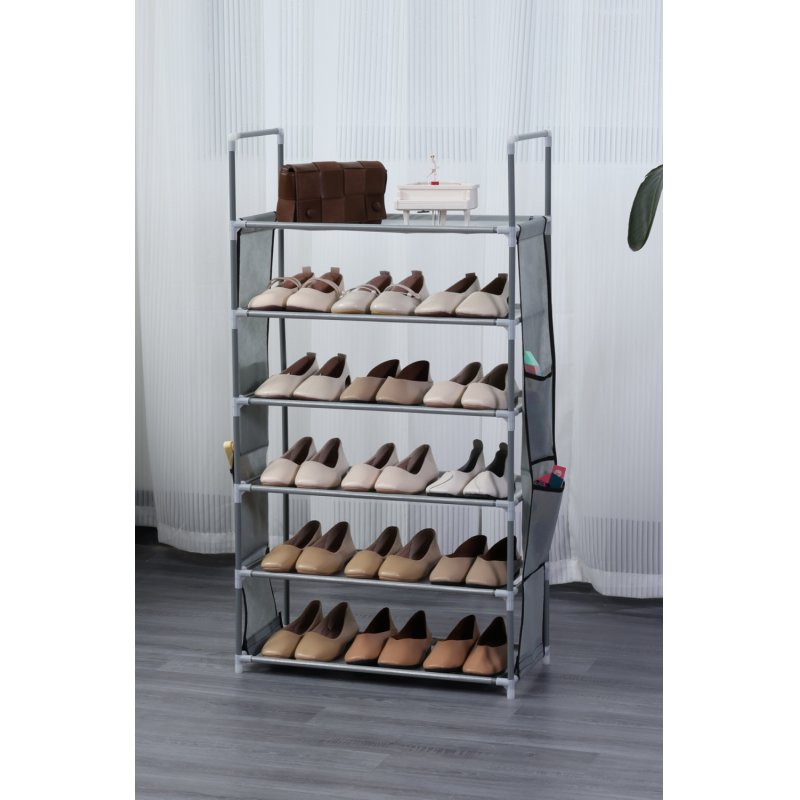Herzberg HG-03602: 6 Layer Storage Shoe Rack (47x100cm) - Grey
