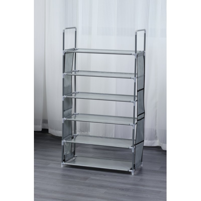 Herzberg HG-03602: 6 Layer Storage Shoe Rack (47x100cm) - Grey