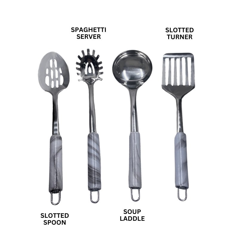 Eisenbach A0019: 4-Piece Stainless Steel Kitchen Tool Set - Marble