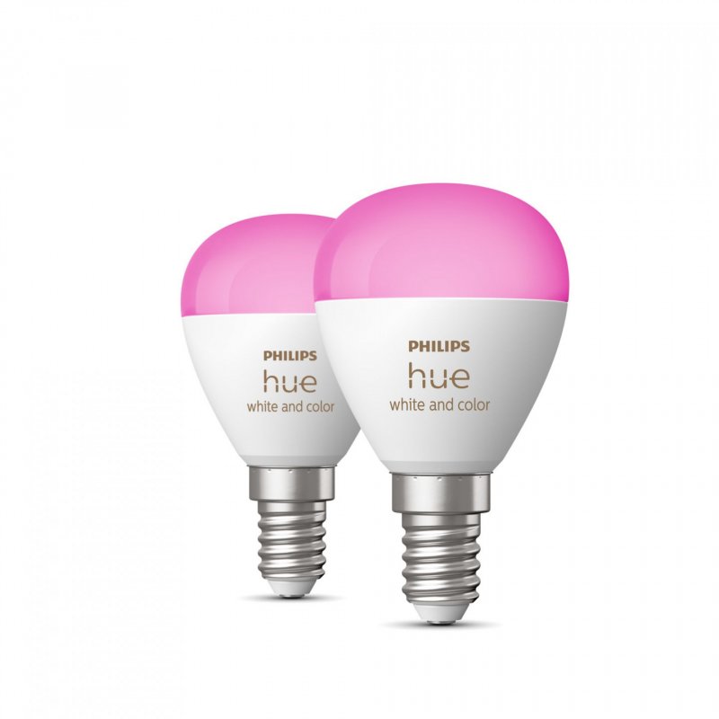 Philips Hue White&Col. Amb. E14 Luster Tropf Doppelpack 470lm.