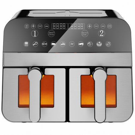 Comfy Nest CN-AFD45WS: 2400W Double S/S Basket Digital Airfryer with Window - 9L