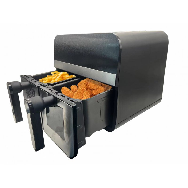 Comfy Nest CN-AFD45WS: 2400W Double S/S Basket Digital Airfryer with Window - 9L