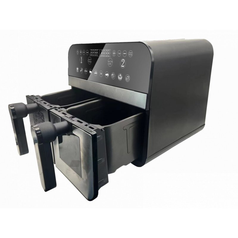 Comfy Nest CN-AFD45WS: 2400W Double S/S Basket Digital Airfryer with Window - 9L